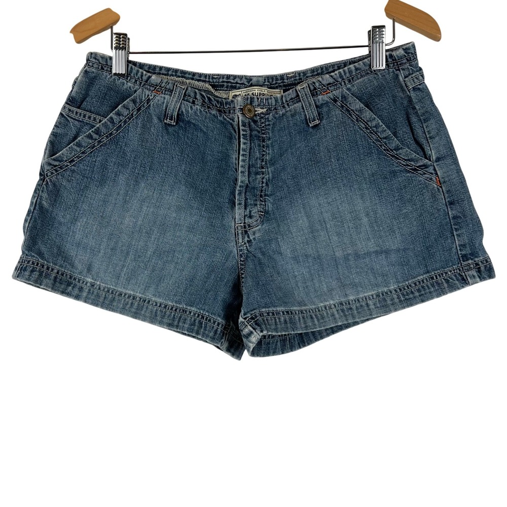 VTG American Eagle Supply Co Denim Shorts 12 Heavy Duty Workwear Blue y2k‎ 90s